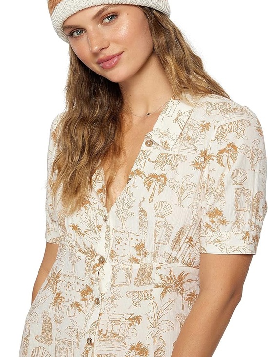 O'Neill Dresses & Skirts - O'Neill White Maxi Summer Dress with Tan Floral Print